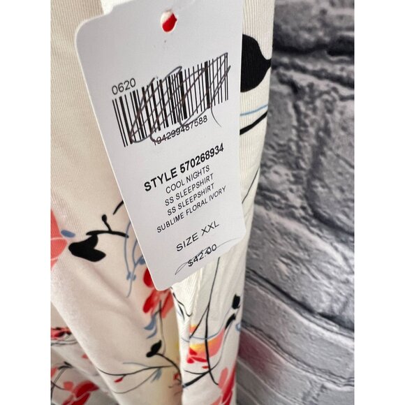 Soma Cool Nights SS Sleep Shirt Sublime Floral Ivory Size XXL V-neck NWT - Picture 10 of 12